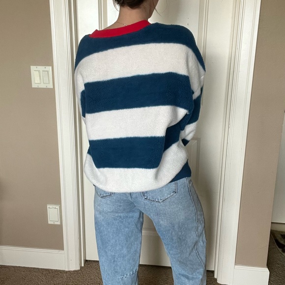 Anthropologie MAEVE Striped Blue and White CREWNECK sweater - Picture 6 of 7